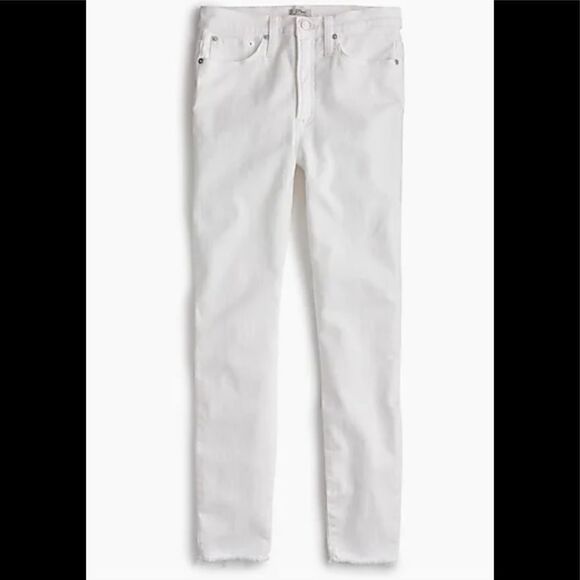 J.Crew 10" highest-rise toothpick jean in white with cut hems- - Picture 1 of 5
